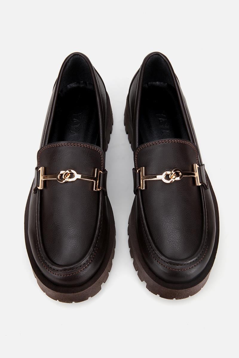 Kadın Kahverengi Tokalı Klasik Loafer