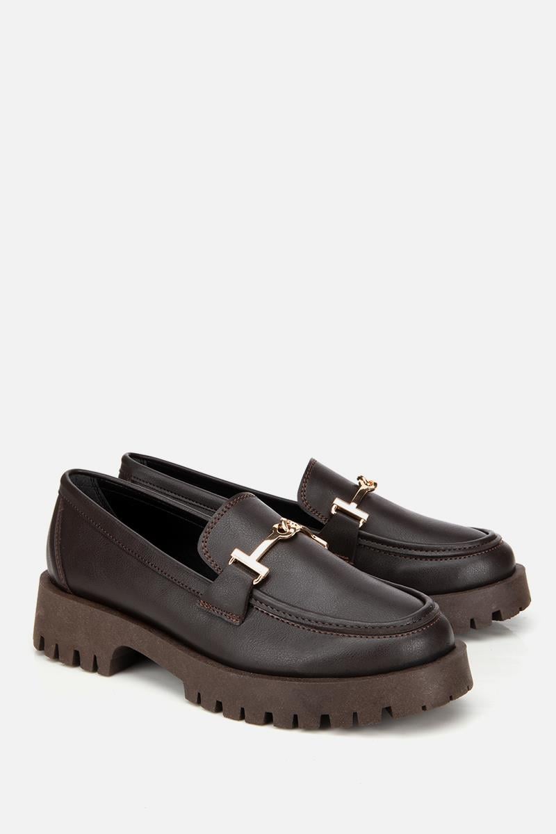 Kadın Kahverengi Tokalı Klasik Loafer