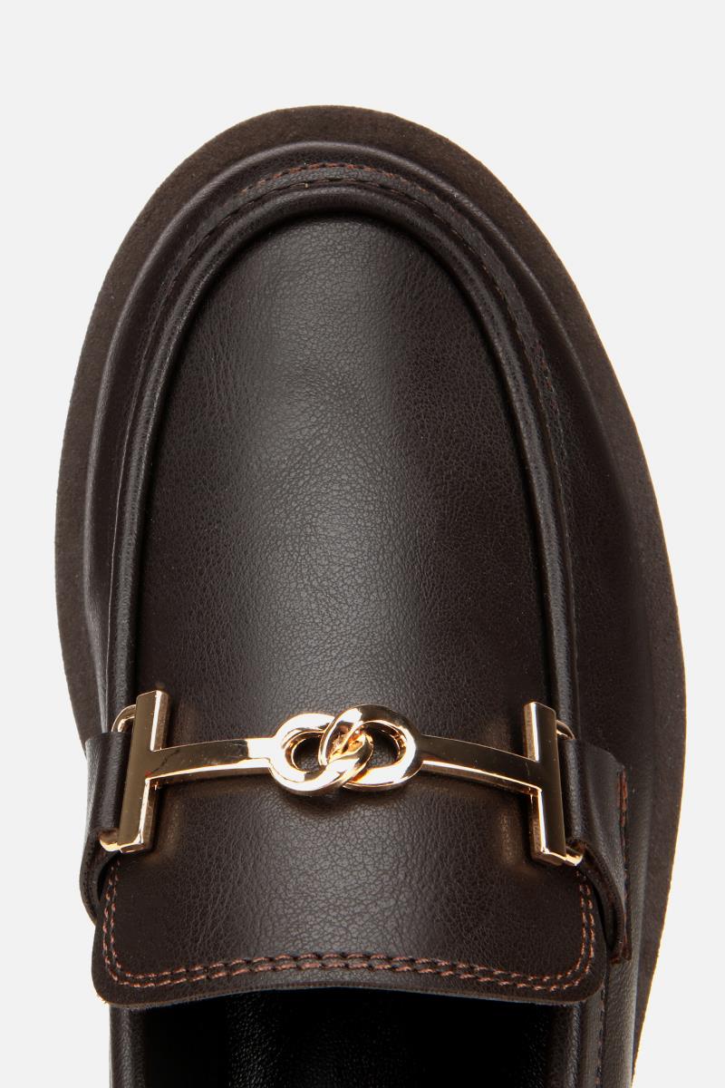 Kadın Kahverengi Tokalı Klasik Loafer