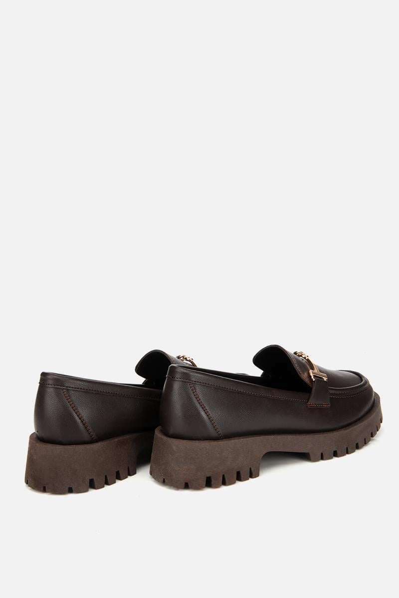 Kadın Kahverengi Tokalı Klasik Loafer