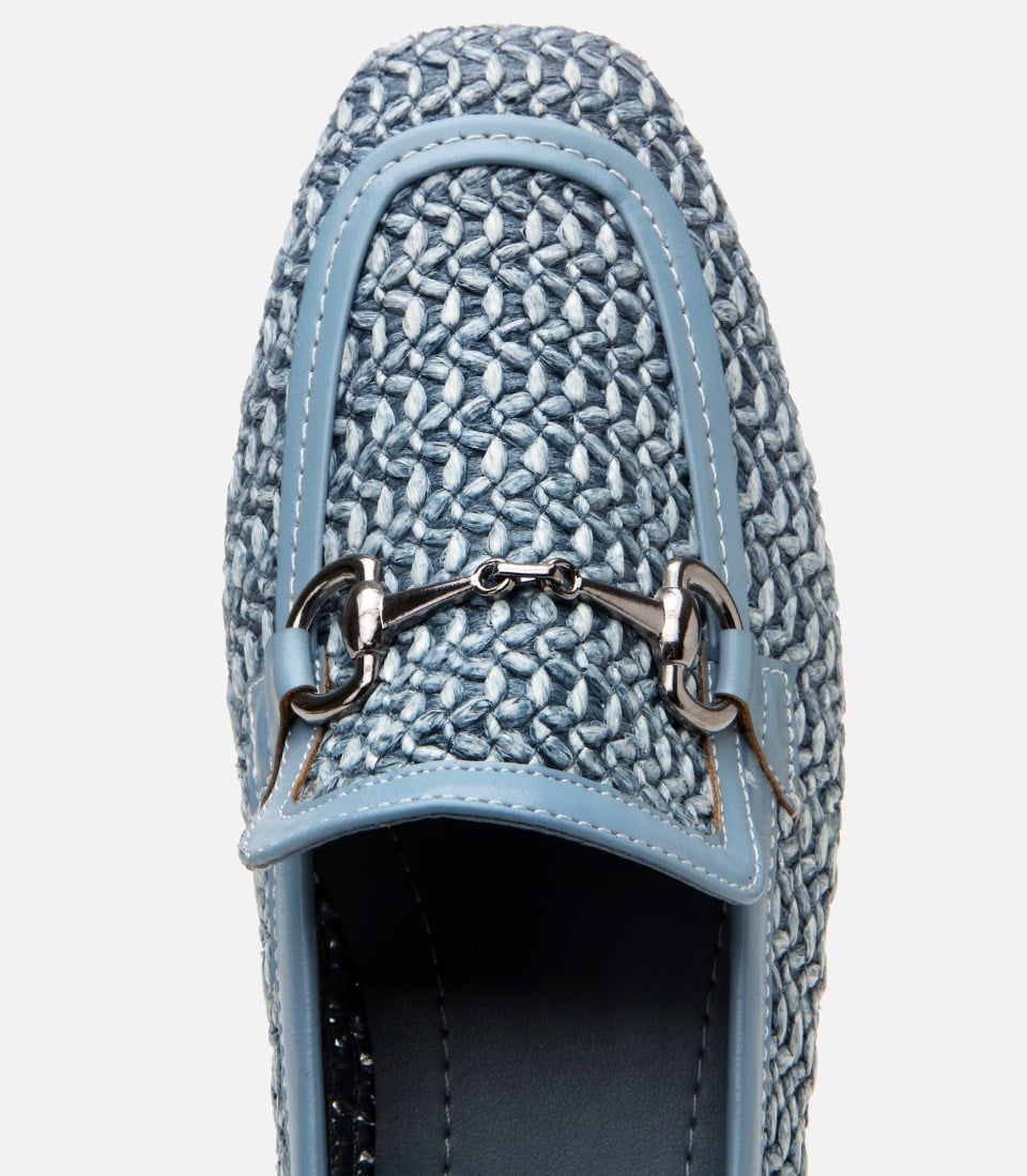 Kadın Mavi Hasır Detaylı Tokalı Loafer