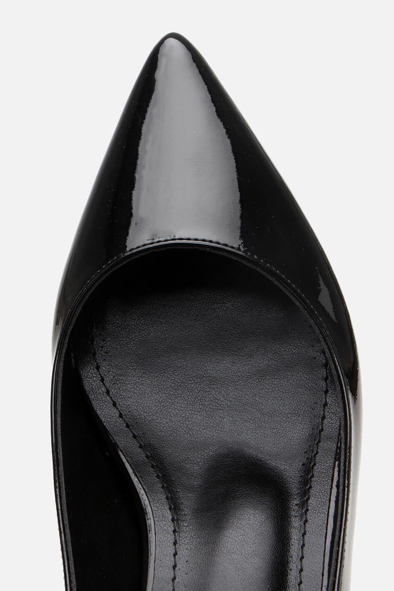 Kadın Rugan Siyah Kısa Topuklu Stiletto