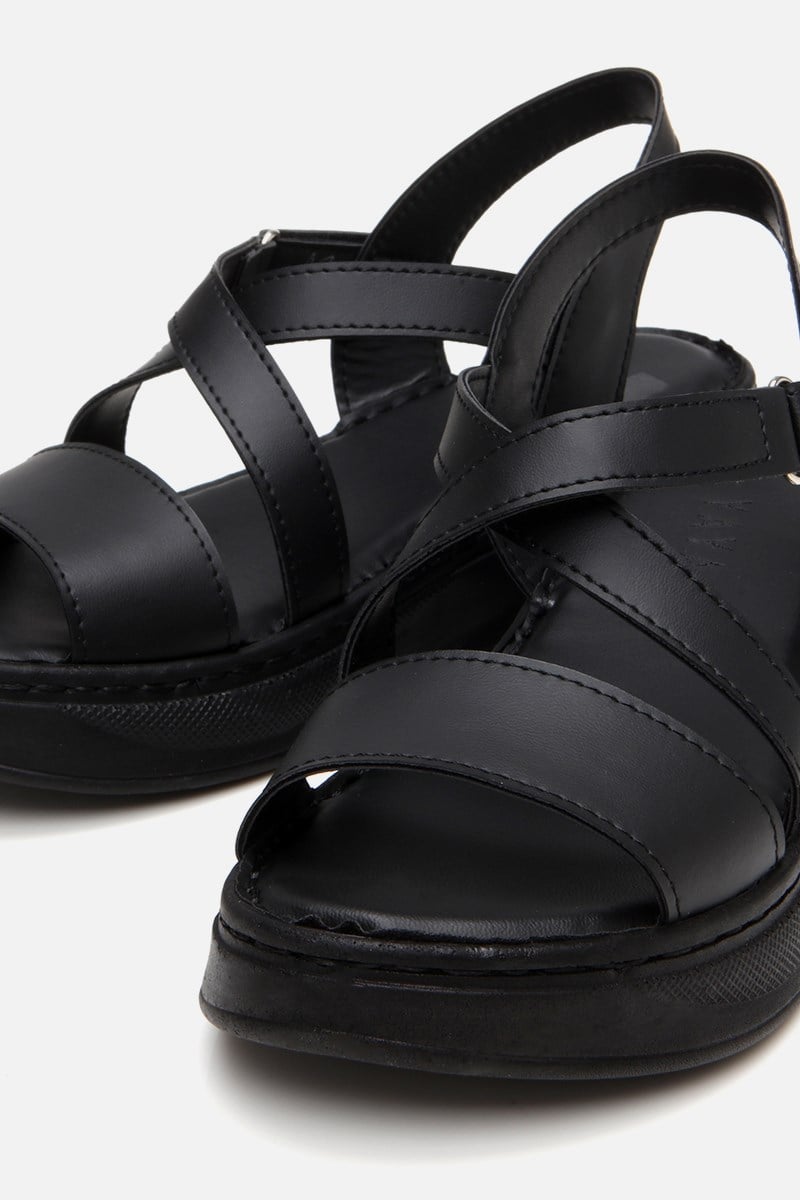 Kadın Siyah Comfort Düz Sandalet