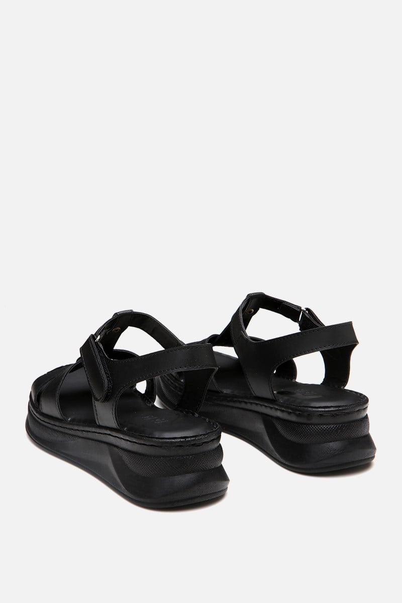 Kadın Siyah Comfort Düz Sandalet