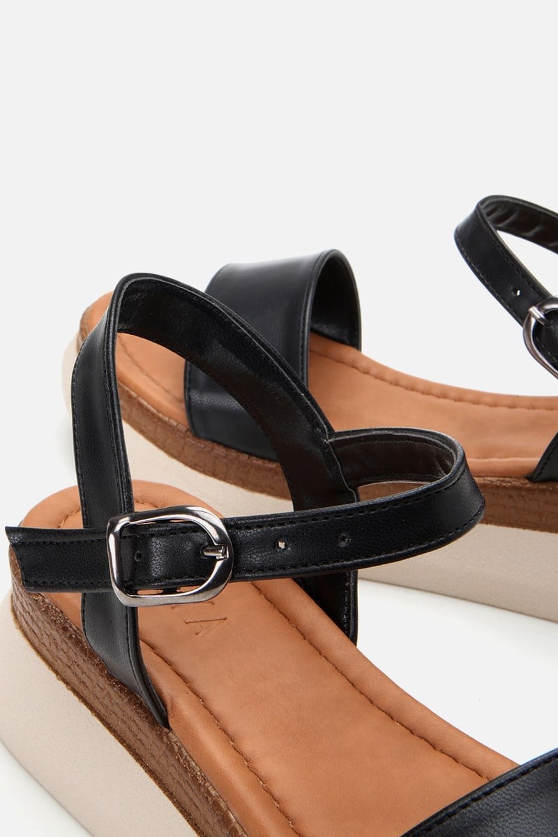 Kadın Siyah Comfort Düz Sandalet
