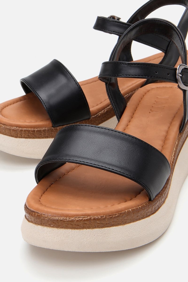 Kadın Siyah Comfort Düz Sandalet