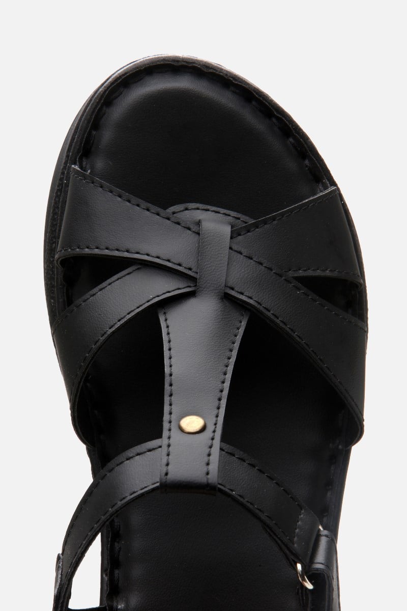 Kadın Siyah Comfort Düz Sandalet