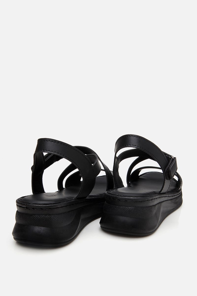 Kadın Siyah Comfort Düz Sandalet