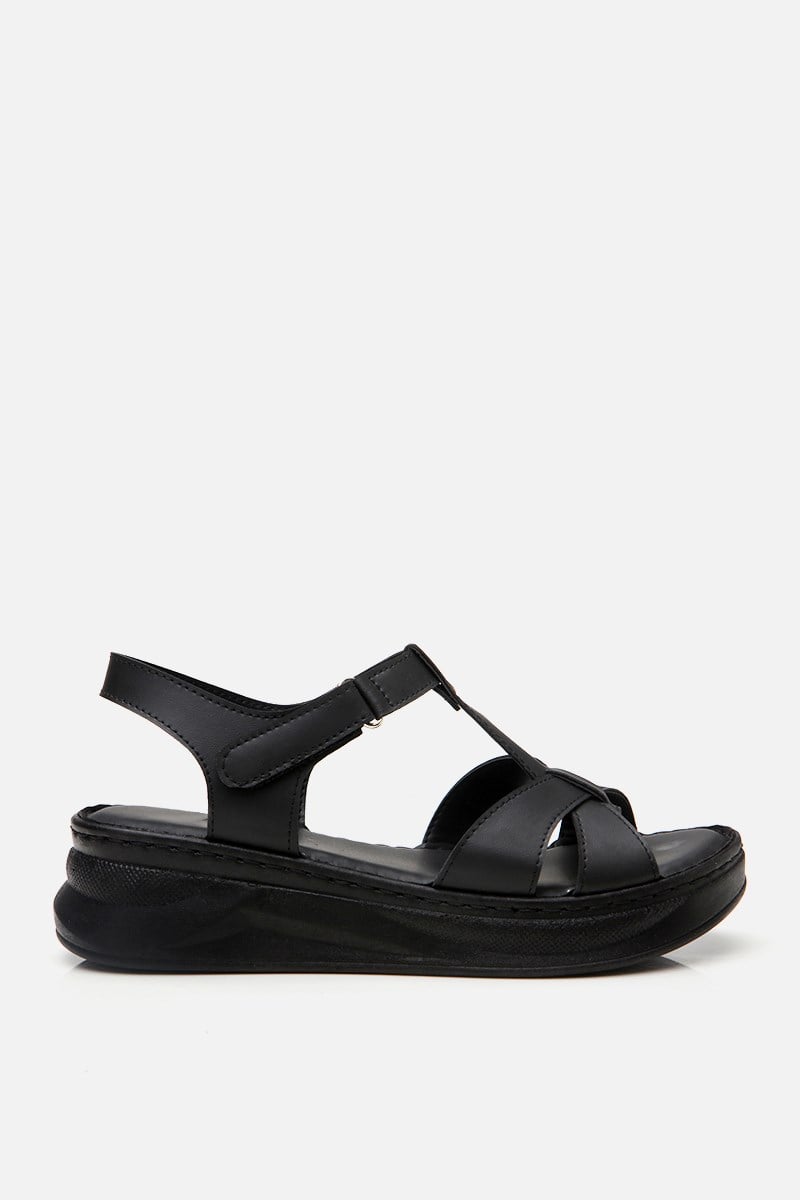Kadın Siyah Comfort Düz Sandalet