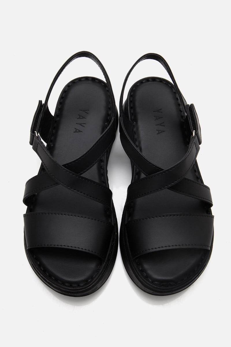 Kadın Siyah Comfort Düz Sandalet