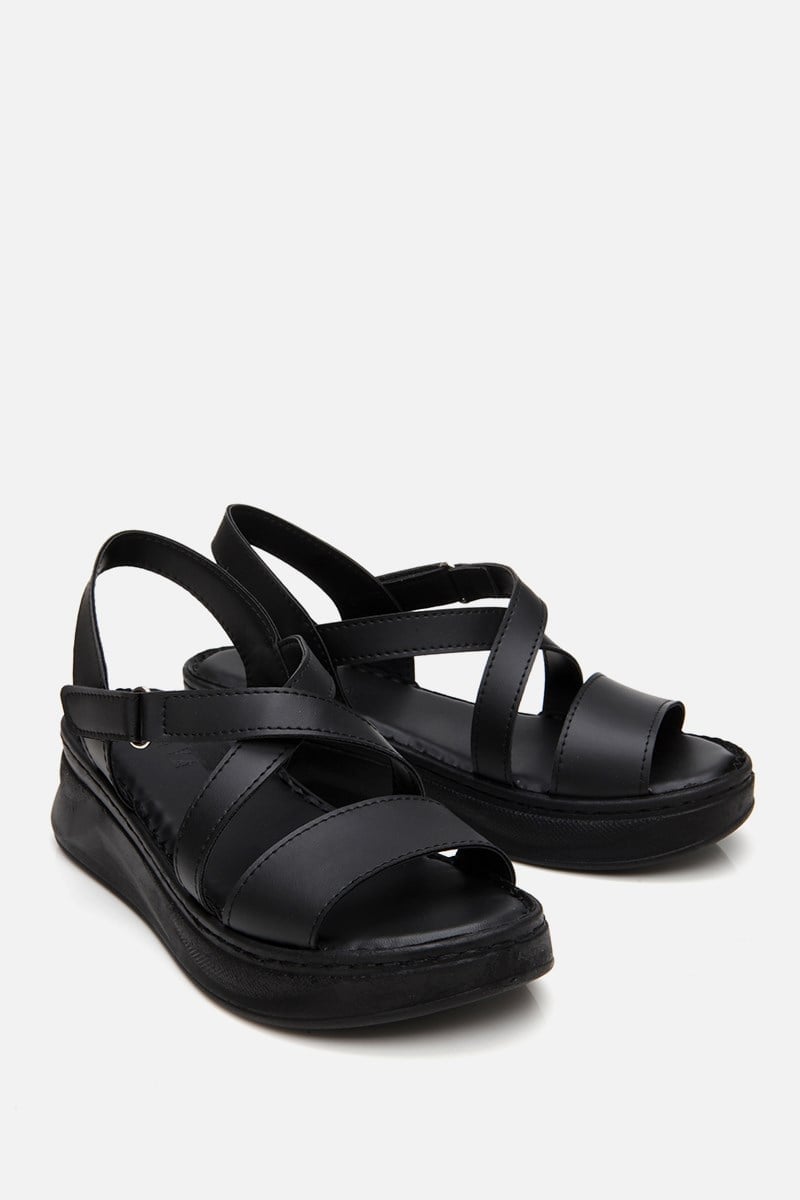 Kadın Siyah Comfort Düz Sandalet