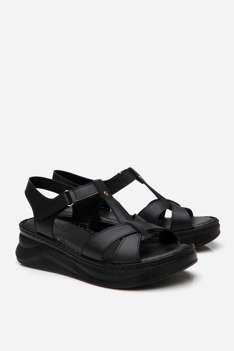 Kadın Siyah Comfort Düz Sandalet