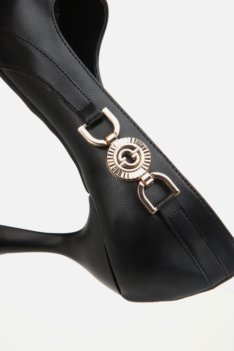 Kadın Siyah Gold Detaylı Tokalı Stiletto