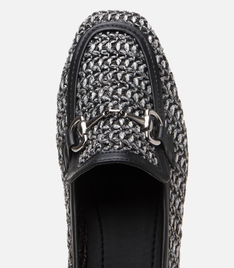 Kadın Siyah Hasır Detaylı Tokalı Loafer
