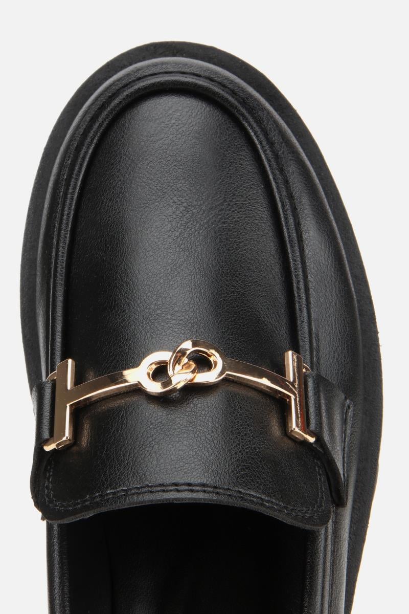 Kadın Siyah Kalın Tabanlı Tokalı Loafer