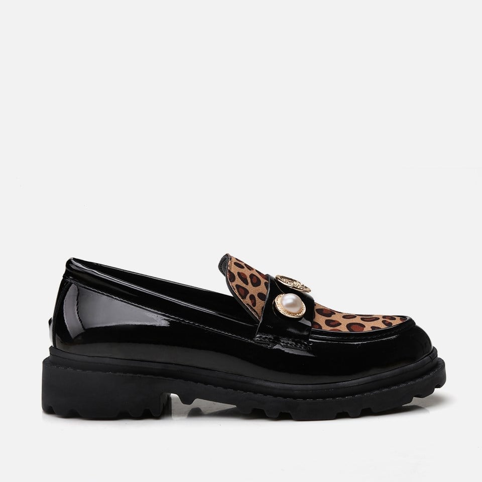 Kadın Siyah Leopar Loafer