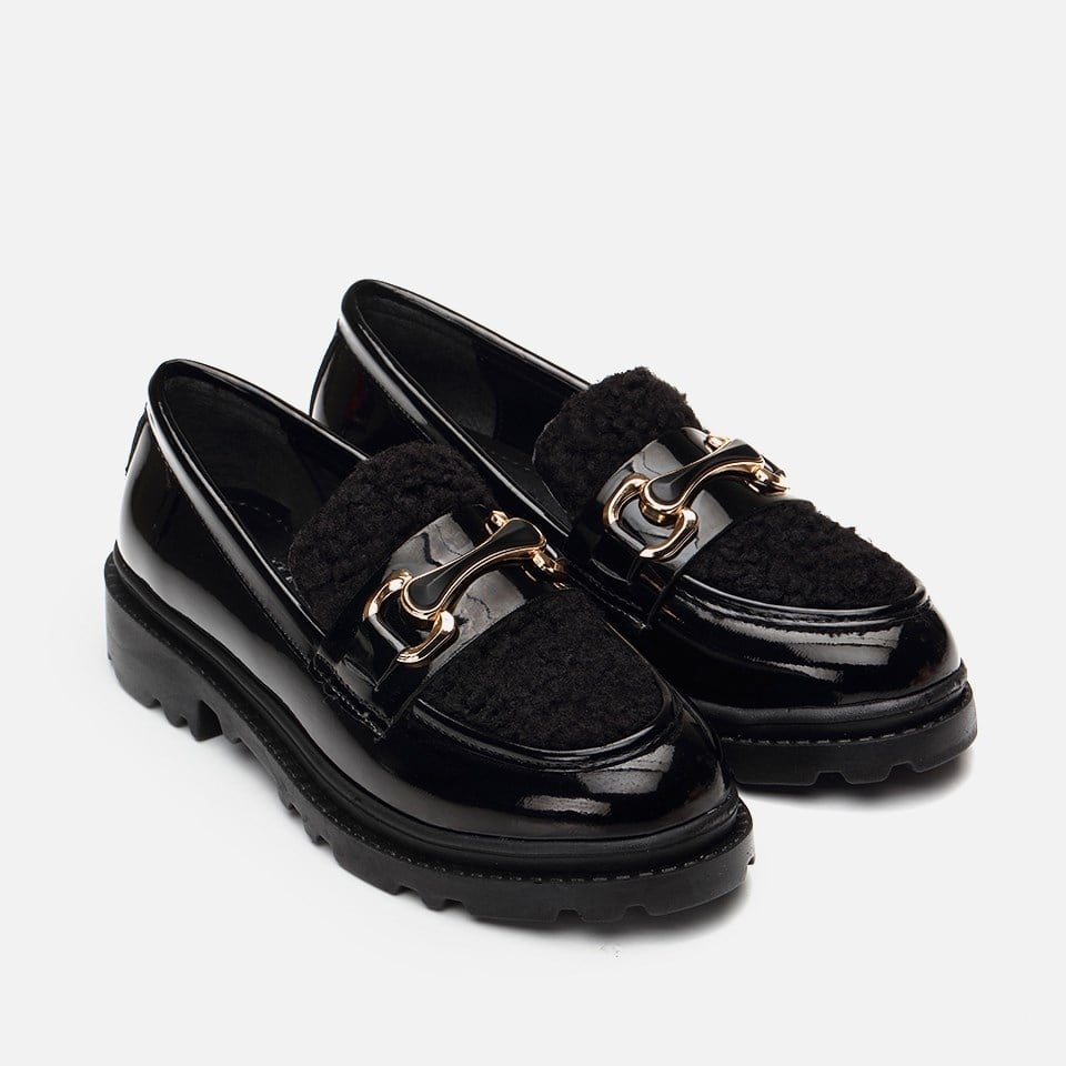 Kadın Siyah Mary Jane Tokalı Loafer