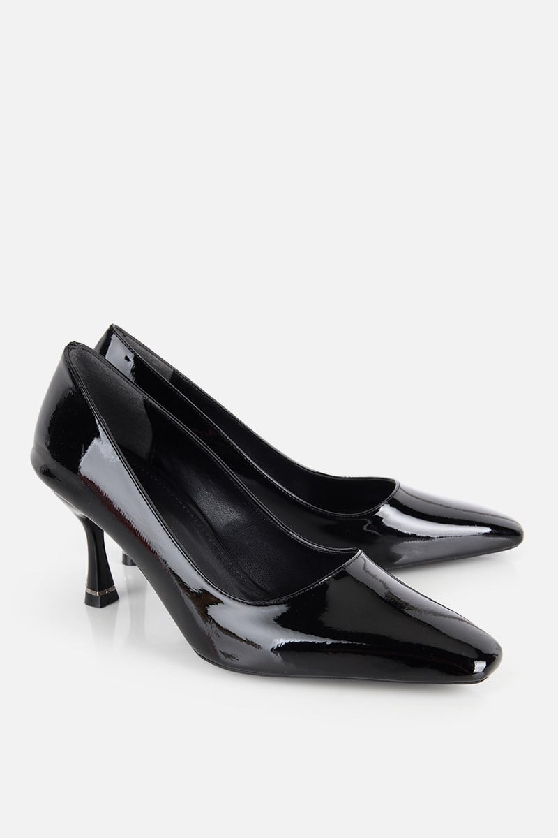 Kadın Siyah Rugan İnce Topuklu Stiletto