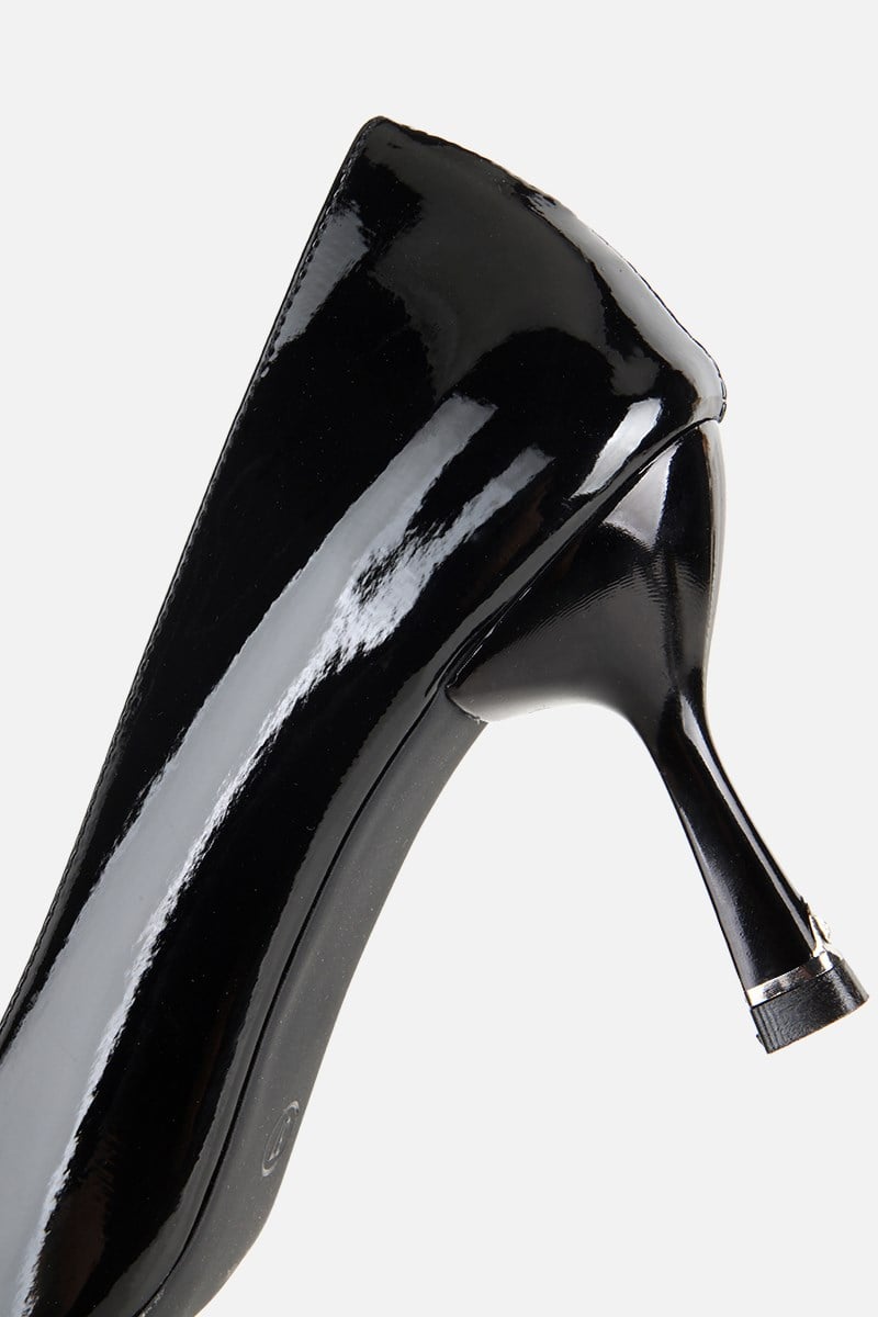 Kadın Siyah Rugan İnce Topuklu Stiletto
