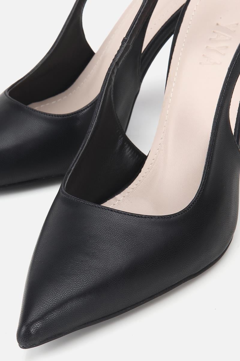 Kadın Siyah Sivri Burunlu Arkası Açık İnce Topuklu Stiletto