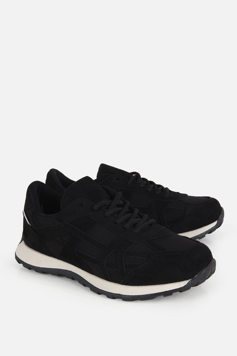 Kadın Siyah Süet Bağcıklı Günlük Sneaker