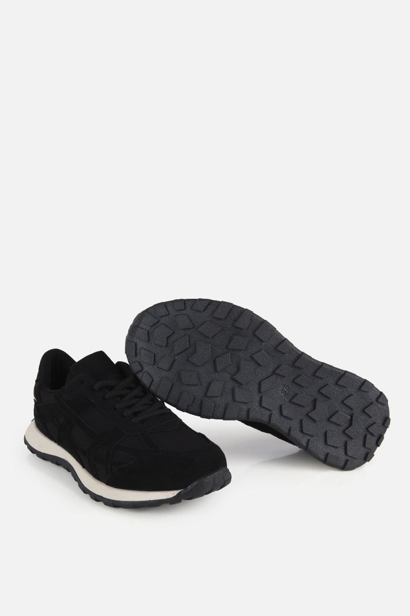 Kadın Siyah Süet Bağcıklı Günlük Sneaker