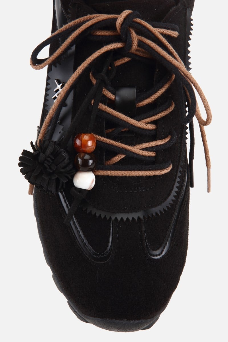 Kadın Siyah Süet Bağcıklı Sneaker