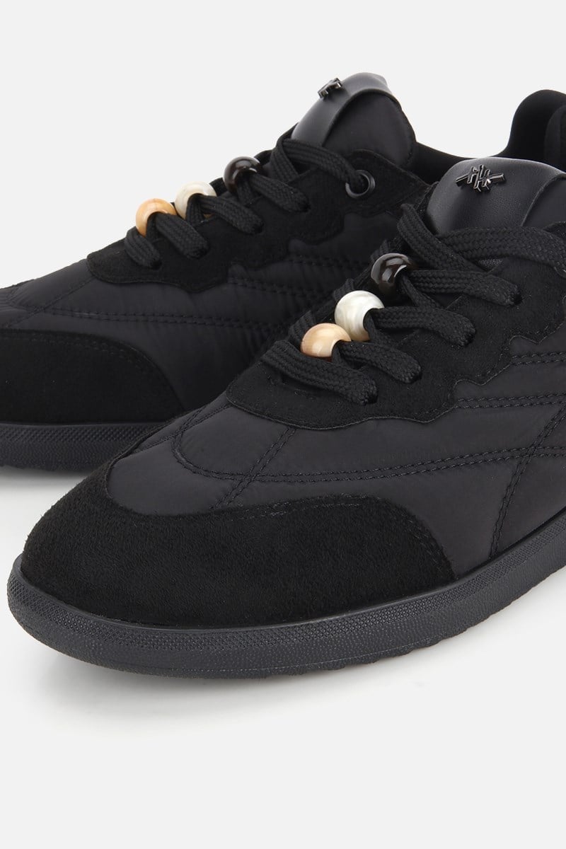 Kadın Siyah Süet Detaylı Bağcıklı Sneaker