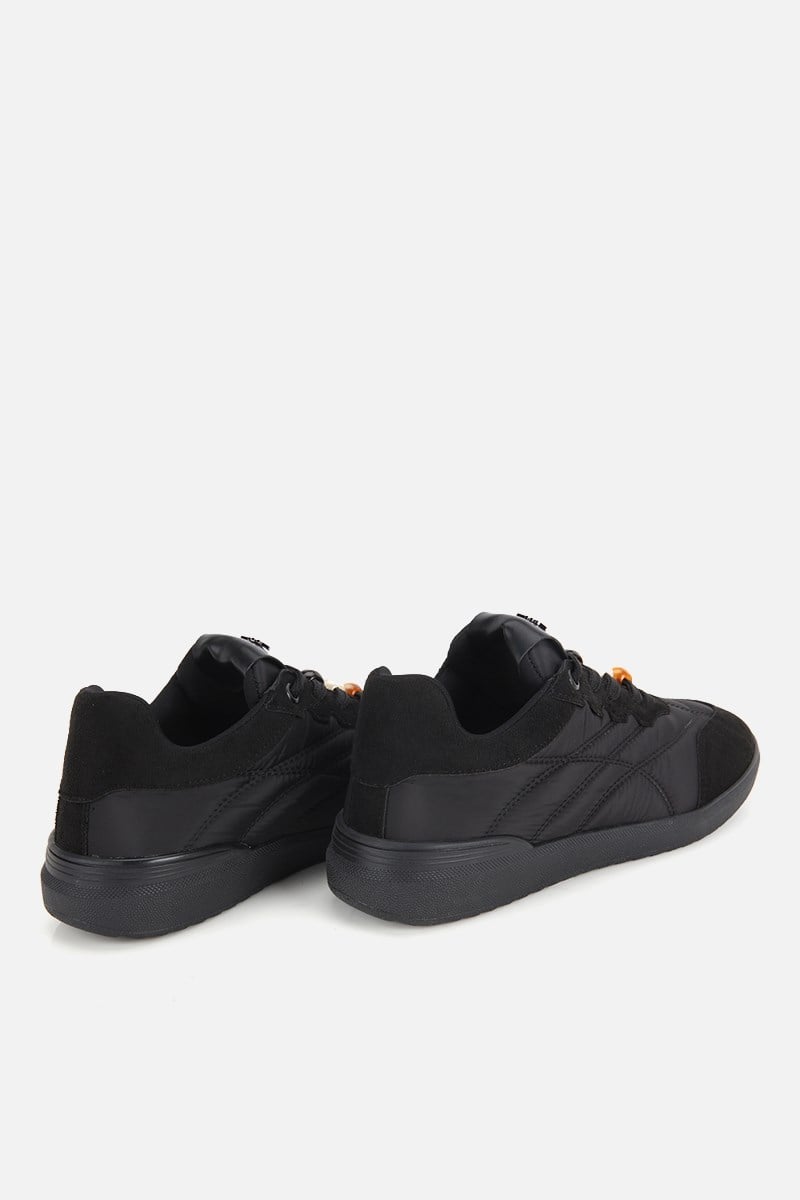 Kadın Siyah Süet Detaylı Bağcıklı Sneaker