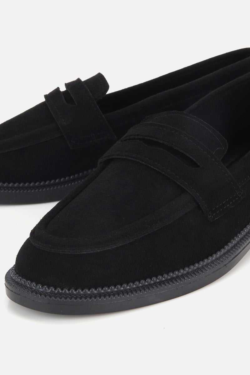 Kadın Siyah Süet Klasik Loafer