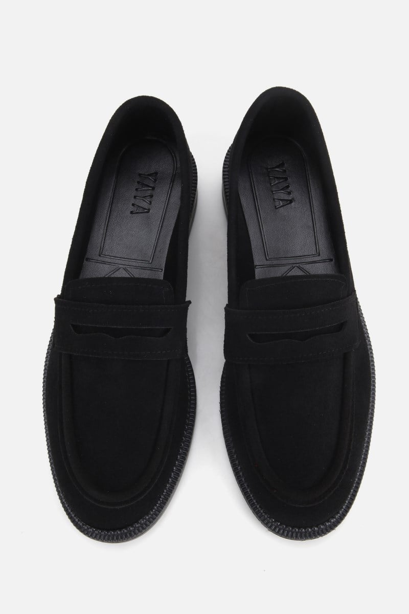 Kadın Siyah Süet Klasik Loafer