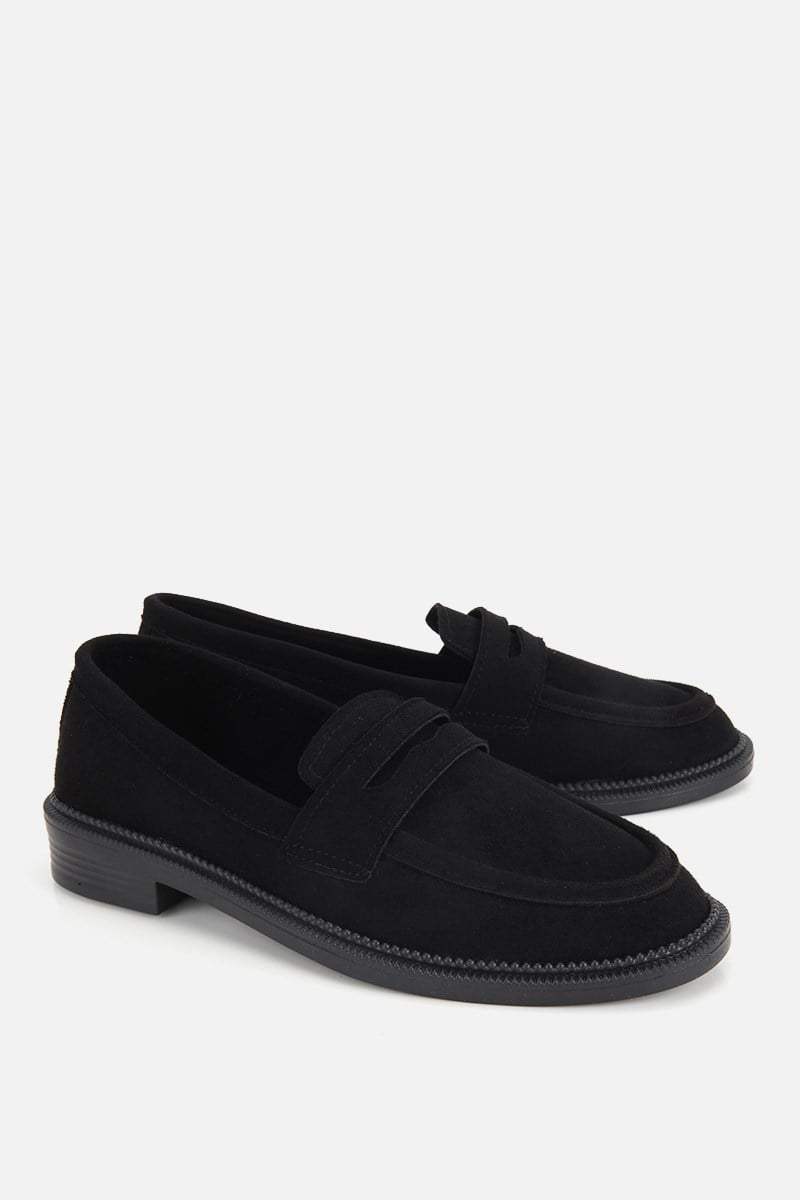 Kadın Siyah Süet Klasik Loafer