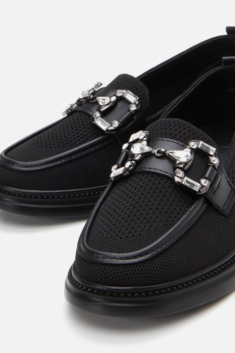 Kadın Siyah Tokalı Günlük Loafer