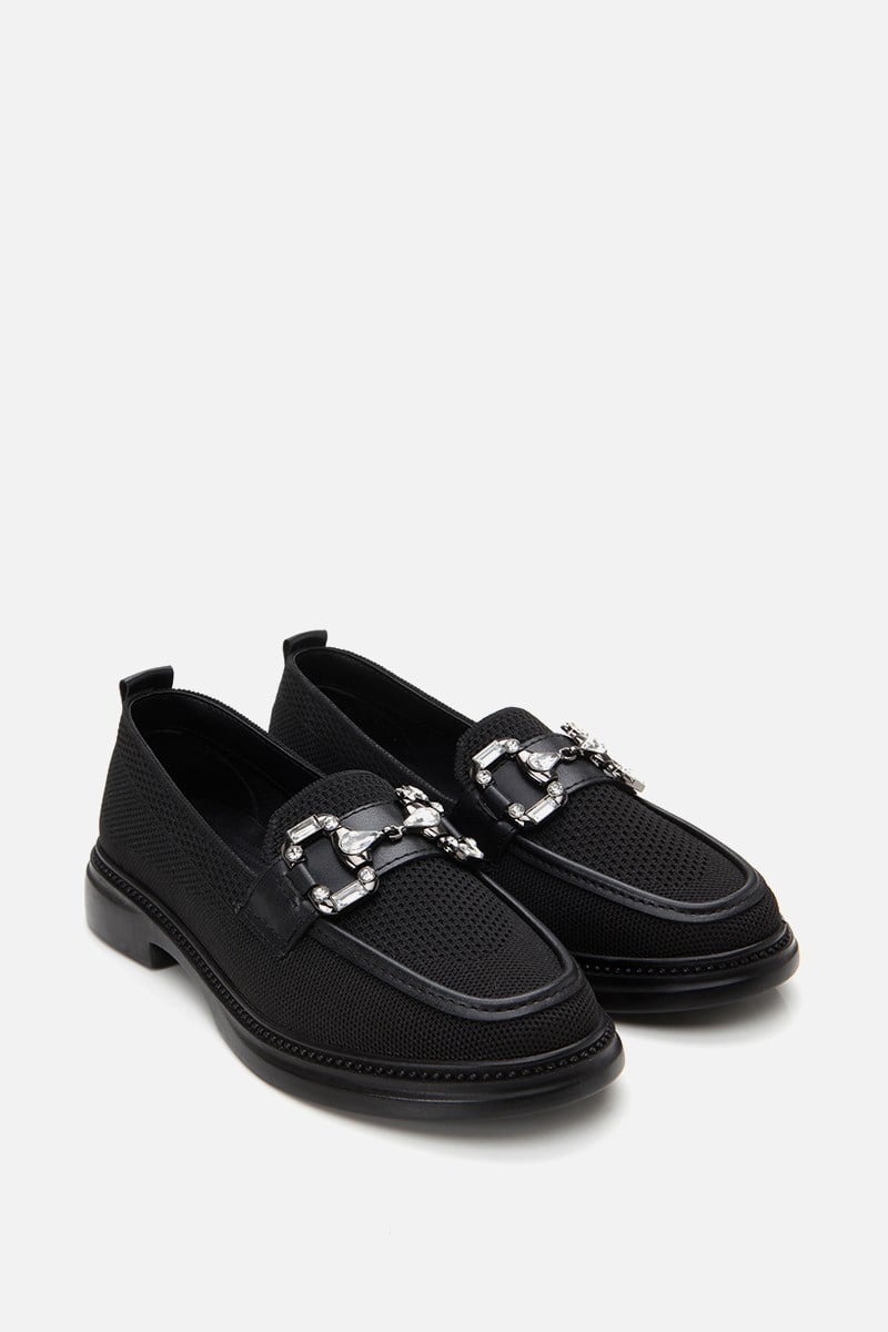 Kadın Siyah Tokalı Günlük Loafer
