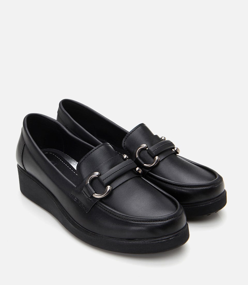 Kadın Siyah Tokalı Günlük Loafer