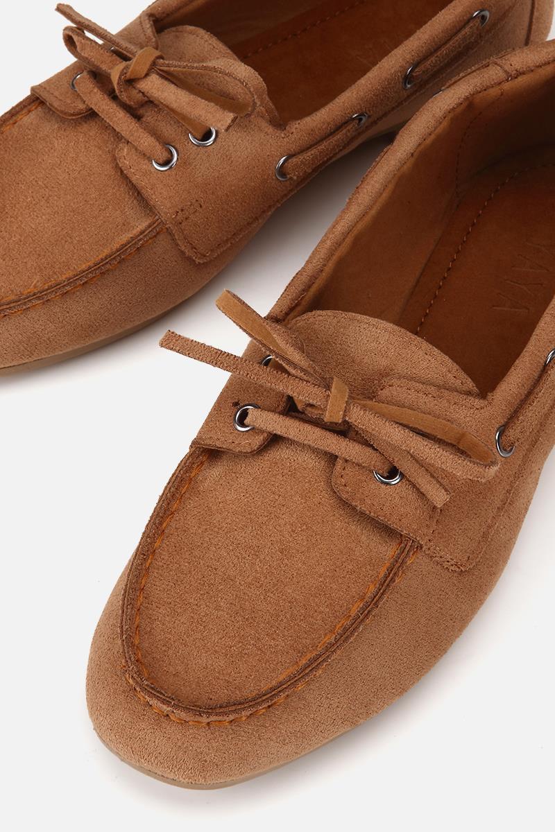 Kadın Taba Süet Bağcıklı Loafer