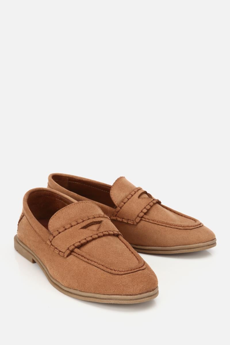 Kadın Taba Süet Dikiş Detaylı Günlük Loafer