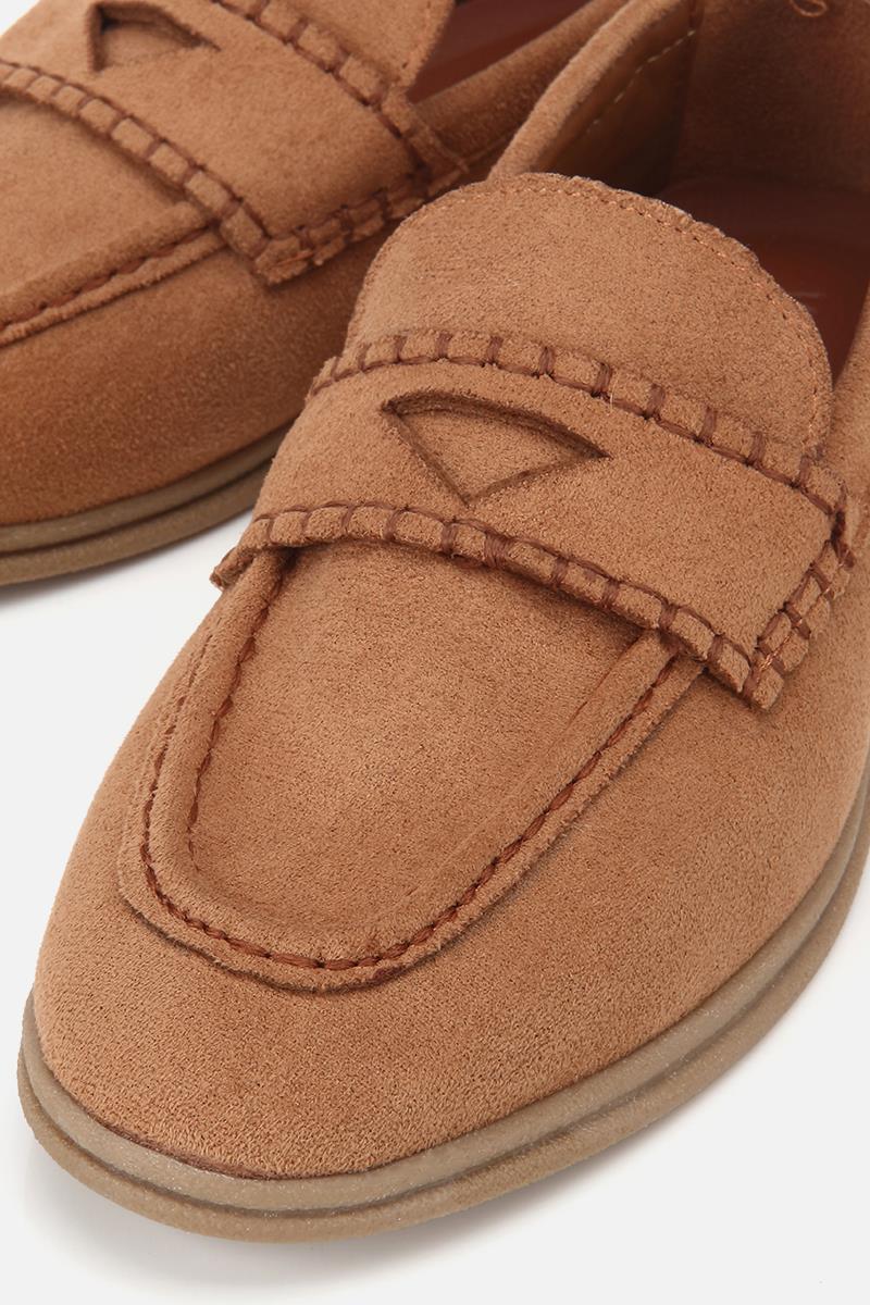 Kadın Taba Süet Dikiş Detaylı Günlük Loafer
