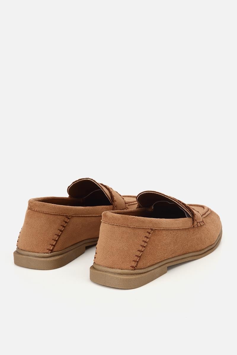 Kadın Taba Süet Dikiş Detaylı Günlük Loafer