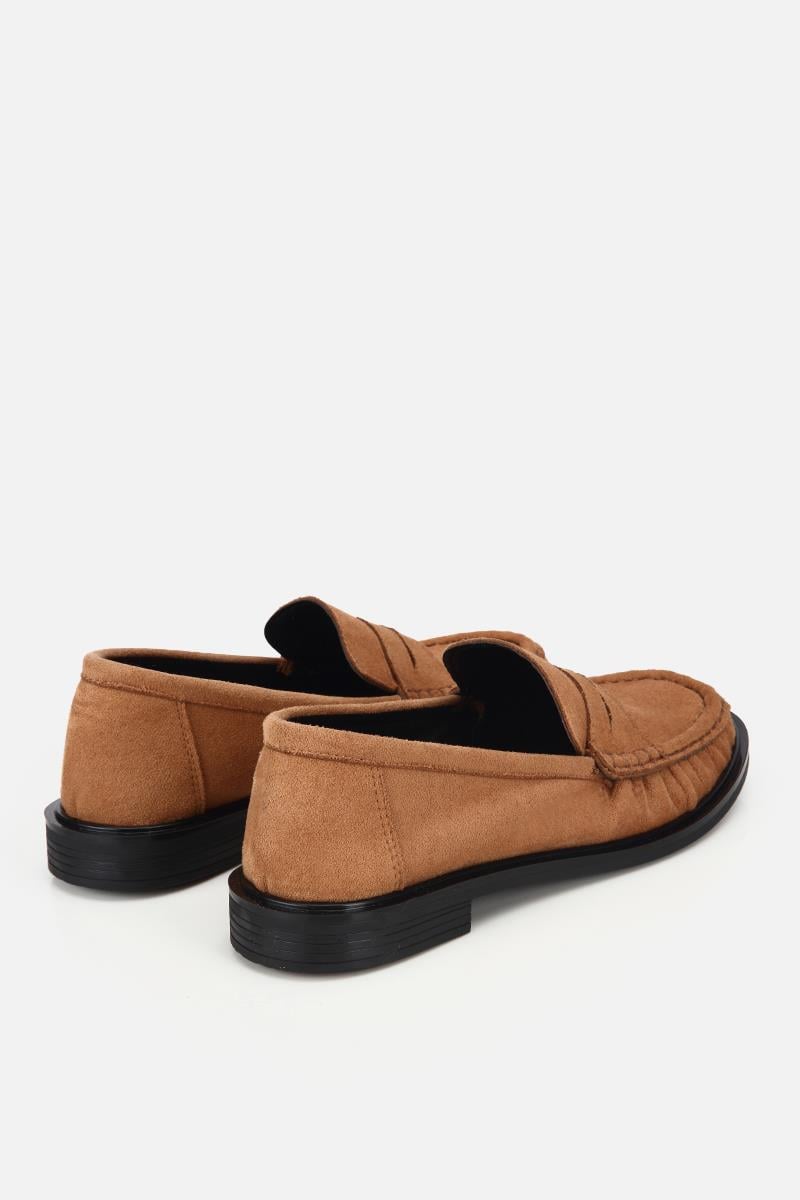 Kadın Taba Süet Dikiş Detaylı Loafer