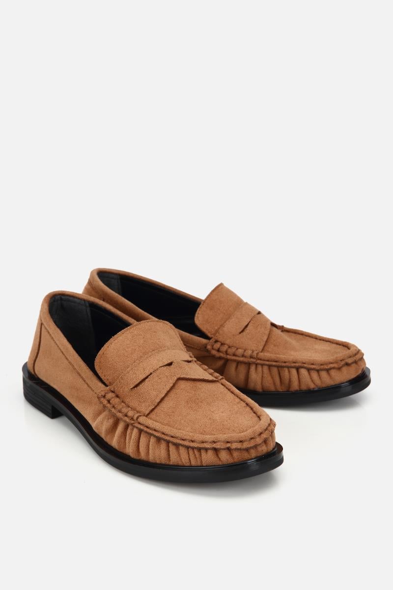 Kadın Taba Süet Dikiş Detaylı Loafer