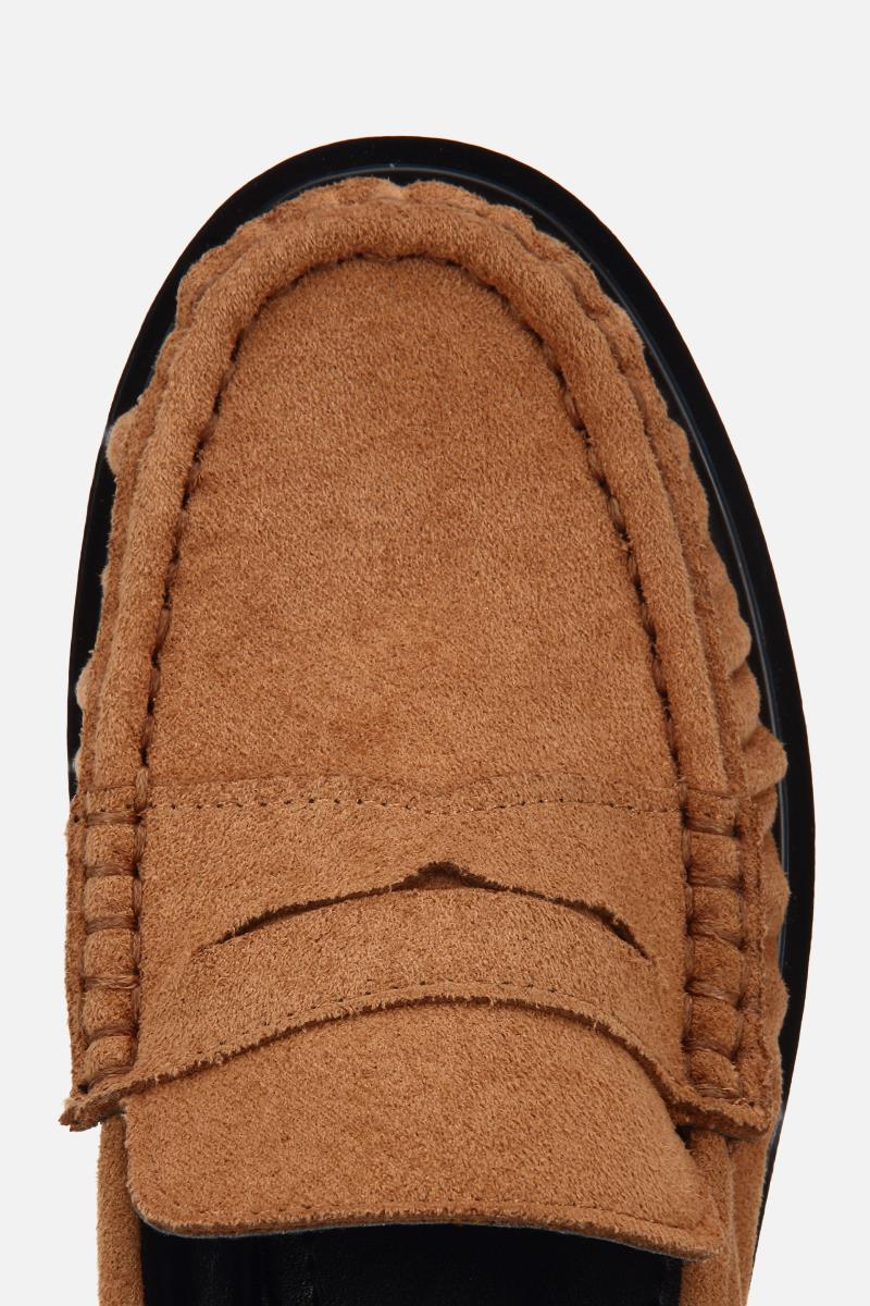 Kadın Taba Süet Dikiş Detaylı Loafer
