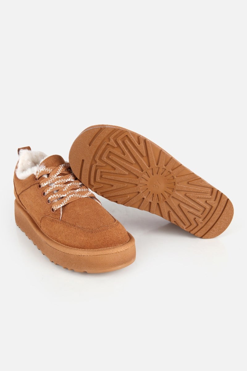 Kadın Taba Süet Kalın Tabanlı Günlük Sneaker