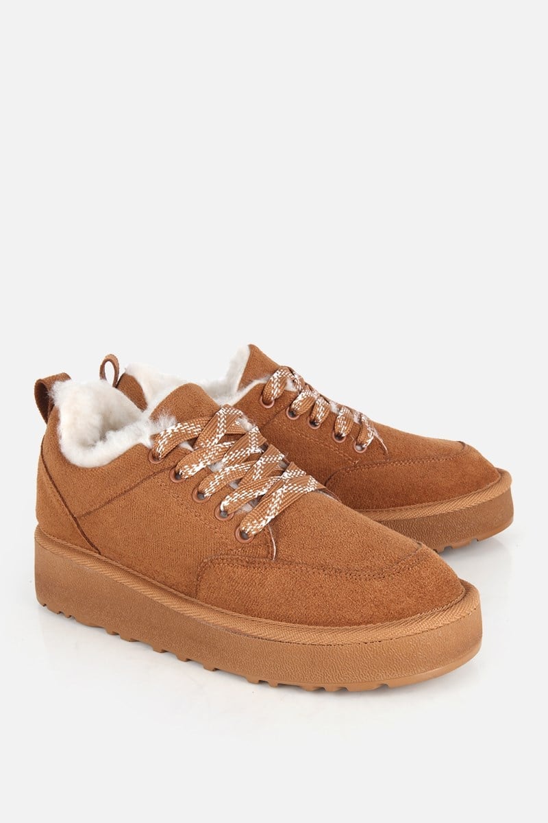 Kadın Taba Süet Kalın Tabanlı Günlük Sneaker