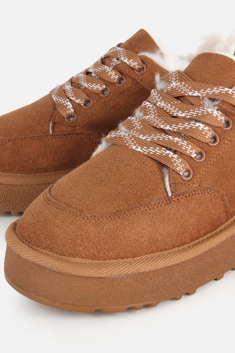 Kadın Taba Süet Kalın Tabanlı Günlük Sneaker