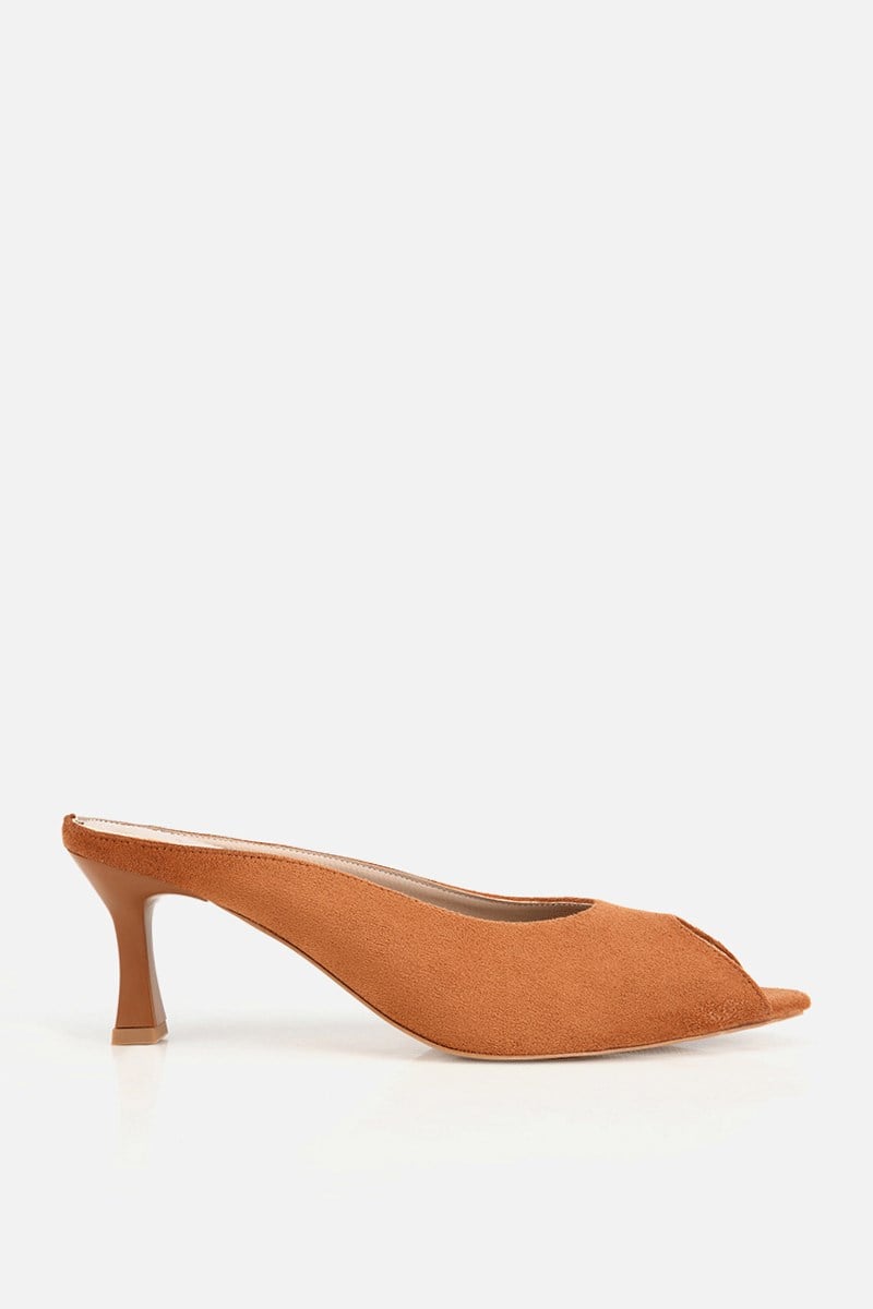 Kadın Taba Süet Kısa Topuklu Günlük Stiletto