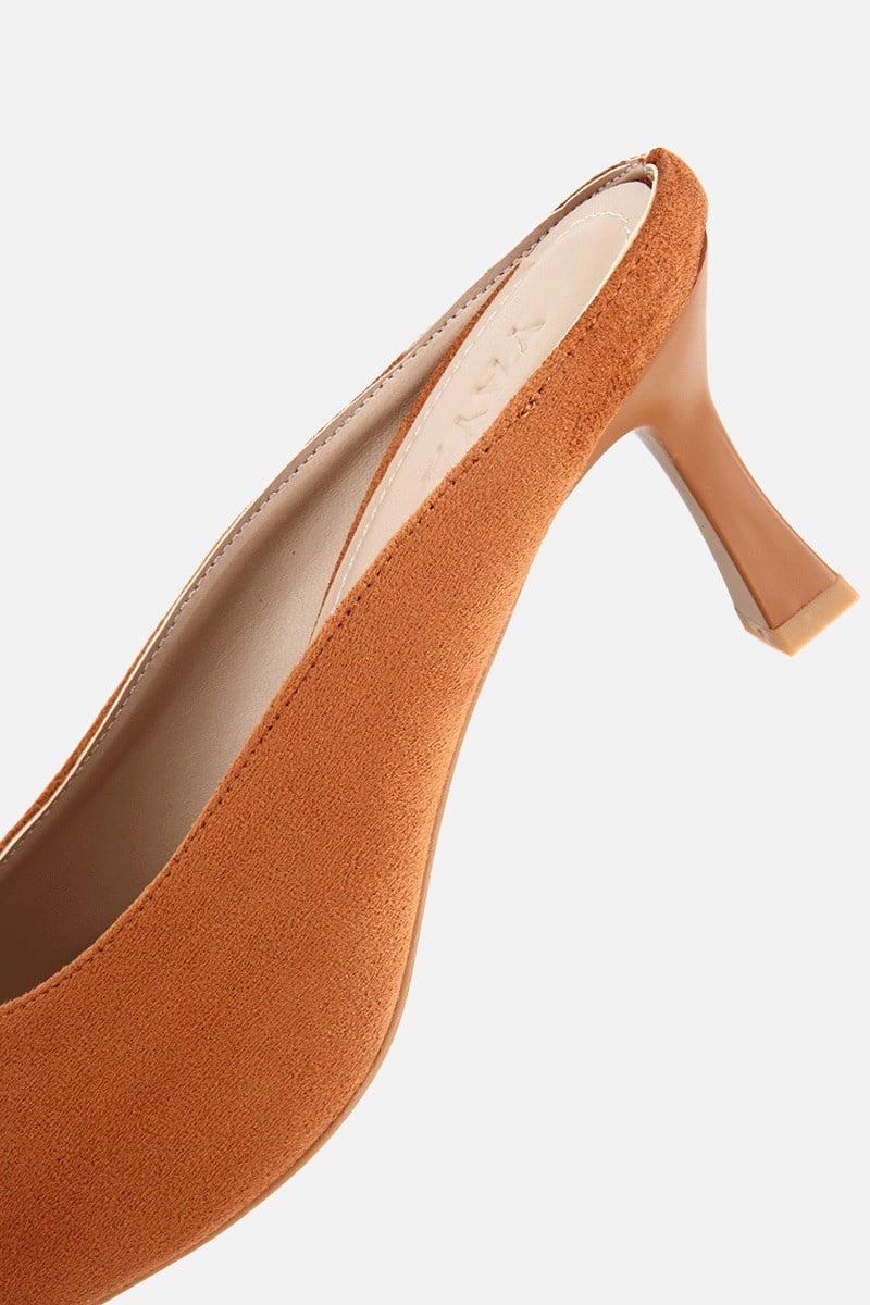 Kadın Taba Süet Kısa Topuklu Günlük Stiletto