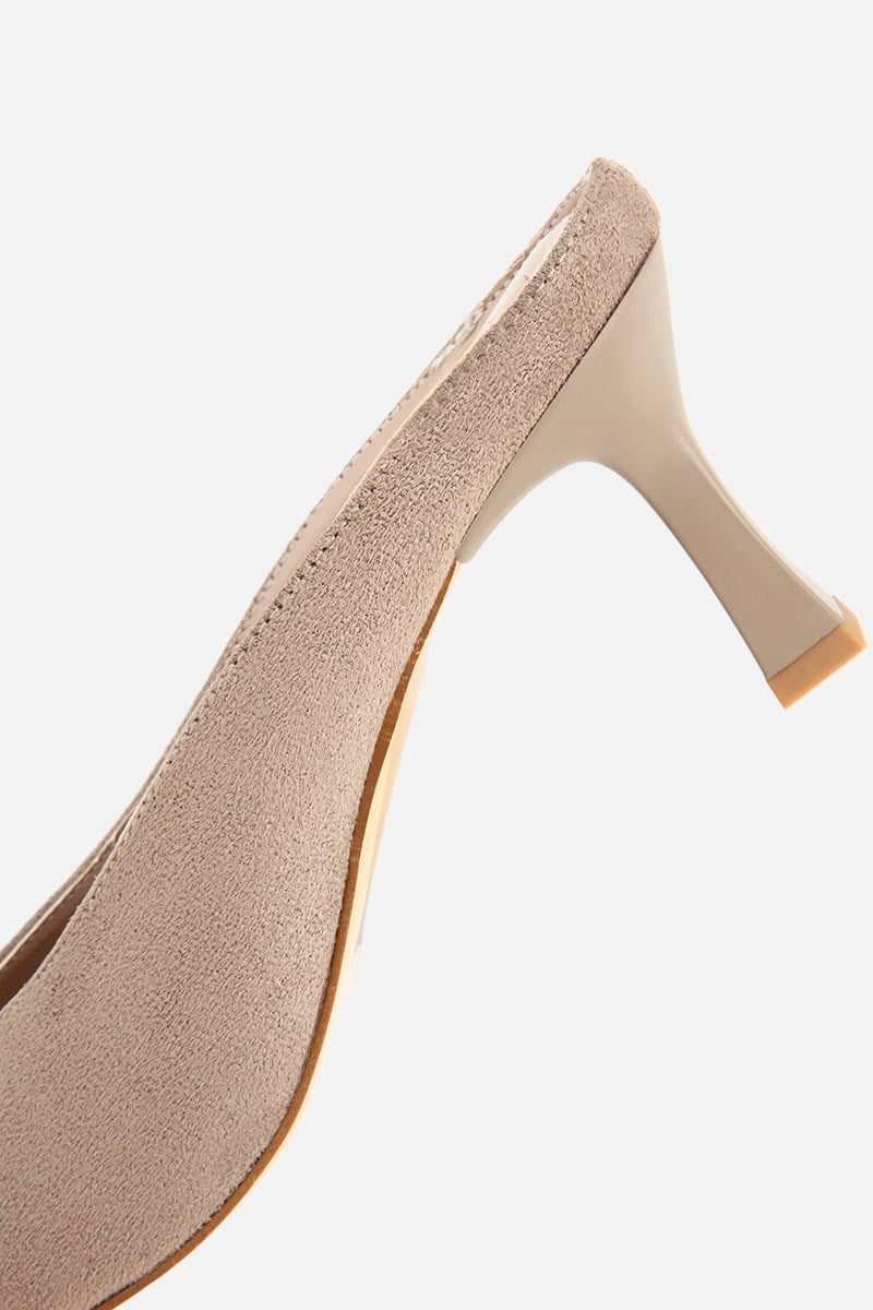 Kadın Vizon Süet Kısa Topuklu Günlük Stiletto