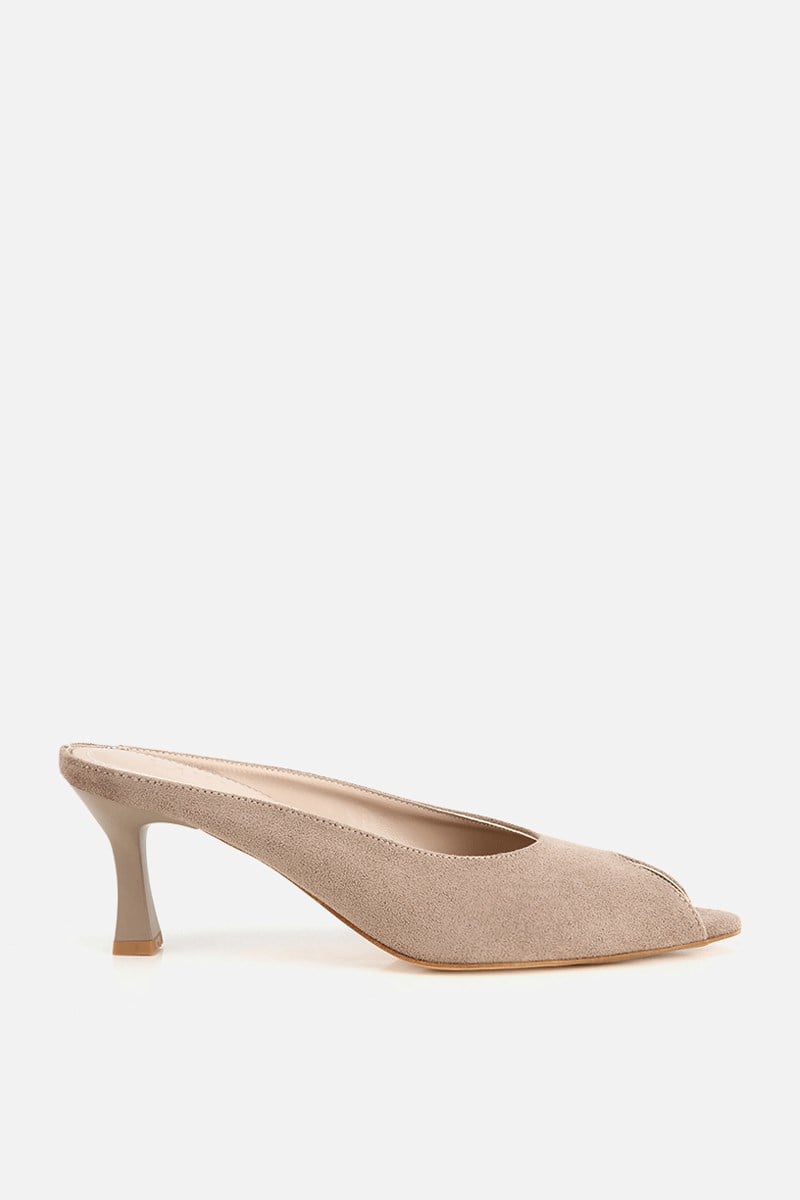 Kadın Vizon Süet Kısa Topuklu Günlük Stiletto