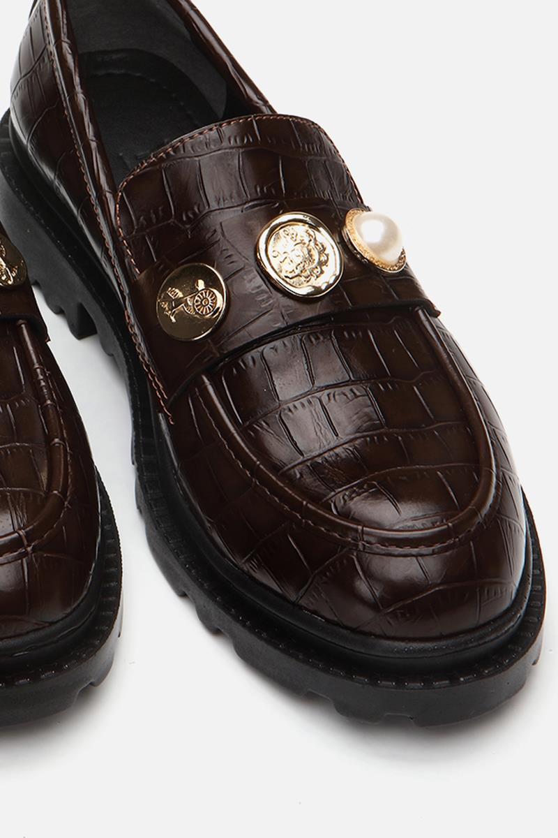 Kahve Kadın Tokalı Loafer
